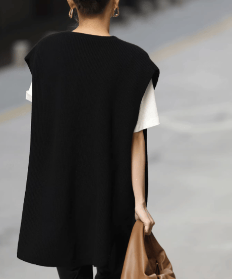 loose v neck vest / 2color　hm1834