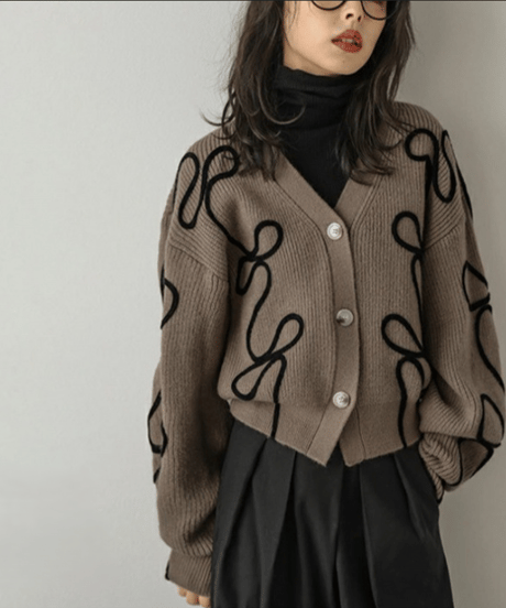 ribbon line knit cardigan / 3color hm2792