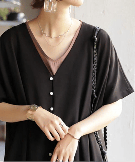 v-neck shirt dress / 5color　hm2958