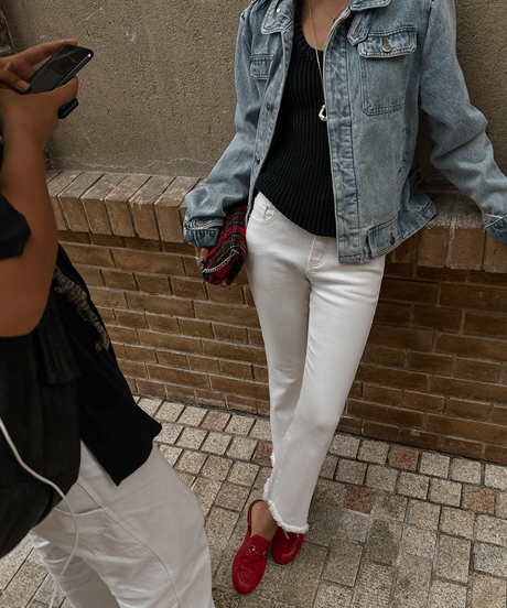 fringe denim pants / 2color　hm1694
