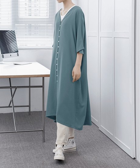 v-neck shirt dress / 5color　hm2958