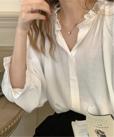 volume v-neck blouse / 2color　hm1681