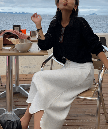 side slit sweat skirt / 2color　hm1293