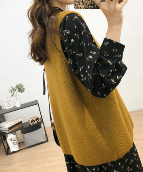 v-neck knit vest / 4color　hm2611