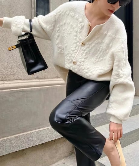 french white knit cardigan　hm1804