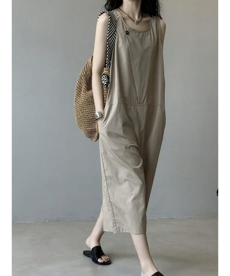 sleeveless cropped jumpsuit / 2color　hm2473
