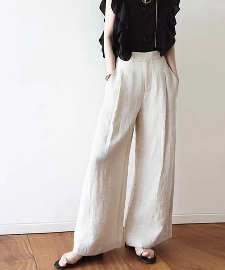 《即納》wide leg tuck pants /3color　hm1526