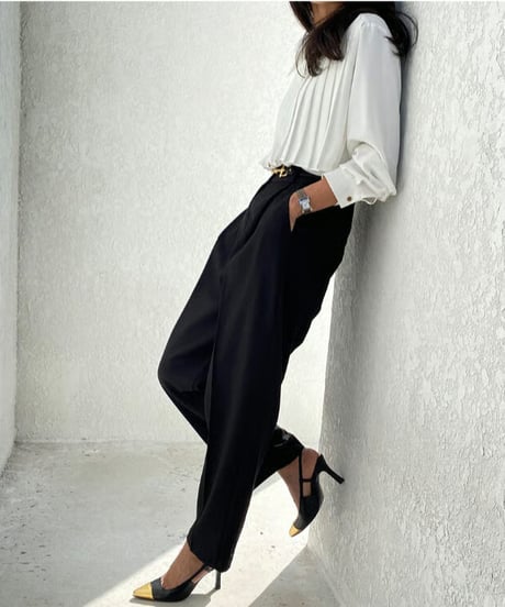 pleated cropped shirt  / 2color　hm2643