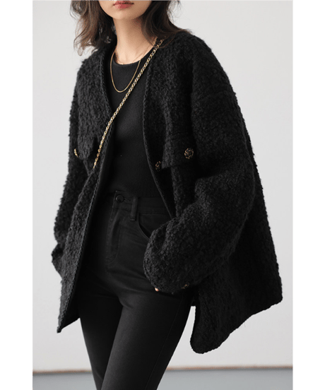 tweed trim jacket / 2color　hm2711