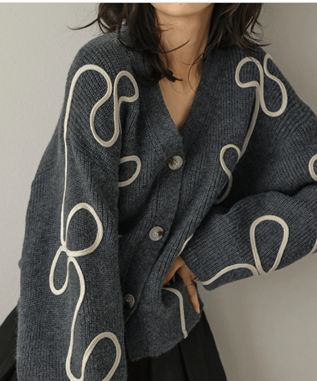 ribbon line knit cardigan / 3color hm2792