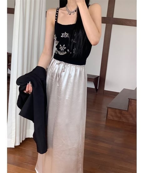 glossy a-line skirt　hm1862