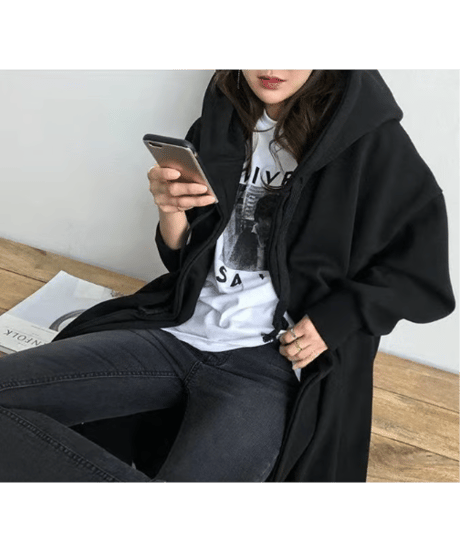 long hoodie coat / 2color　hm2659