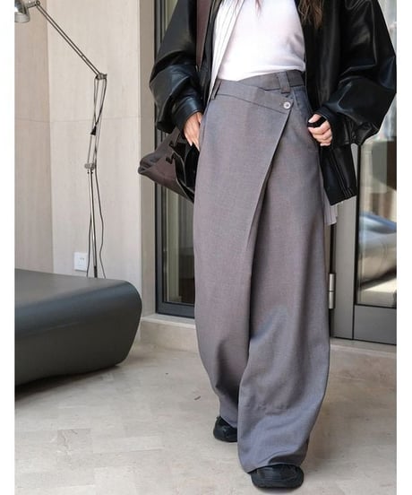 asymmetric wide leg pants　hm1734
