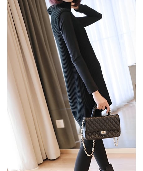 knit vest mini dress / 2color　hm1972