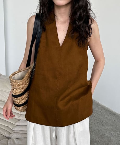 sleeveless v-neck top / 5color　hm2253
