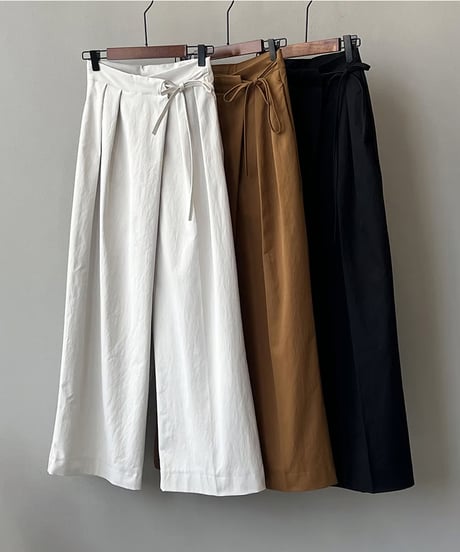 waist ribbon tuck wide pants / 3color　hm1716