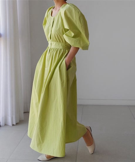 bubble sleeve shirt dress / 2color　hm1582