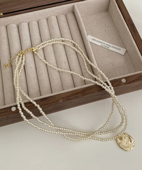 triple pearl chain necklace　hm1229