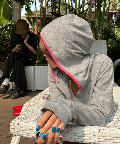 piping zip hoodie / 2color　hm1449