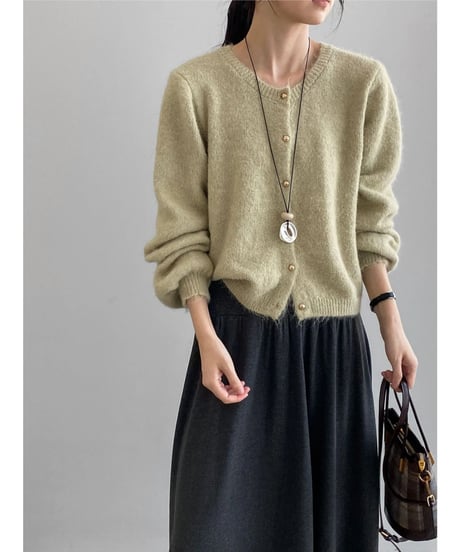 fluffy knit cardigan  / 6color　hm2630