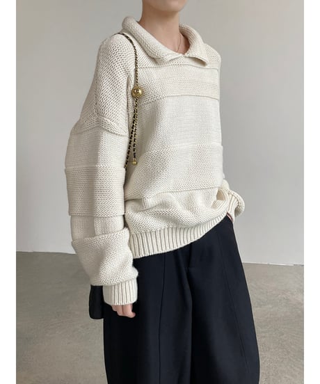 collared cropped knit / 4color　hm2719