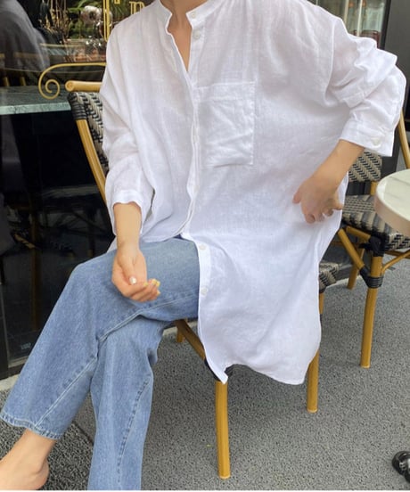relaxed linen shirt　hm2939