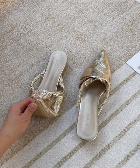 metallic pointed mules / 3color　hm1408