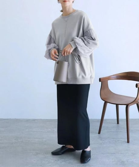 sheer sleeve sweatshirt / 5color　hm2576