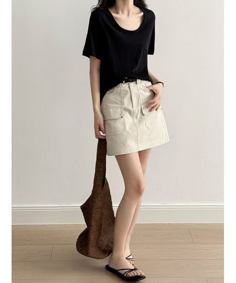 wide neck t-shirt / 6color　hm2280