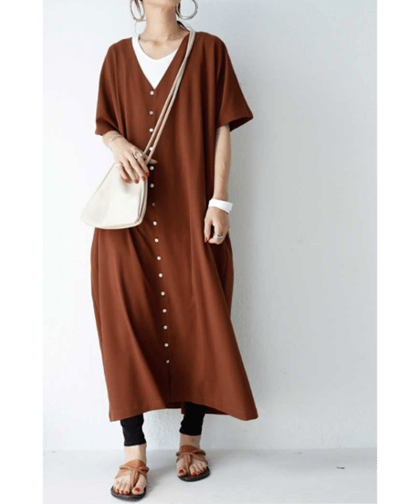 v-neck shirt dress / 5color　hm2958