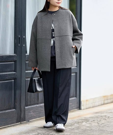 collarless short jacket / 4color　hm2624