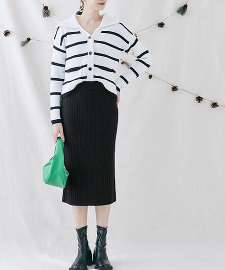 pencile slit knit skirt / 3color　hm2662