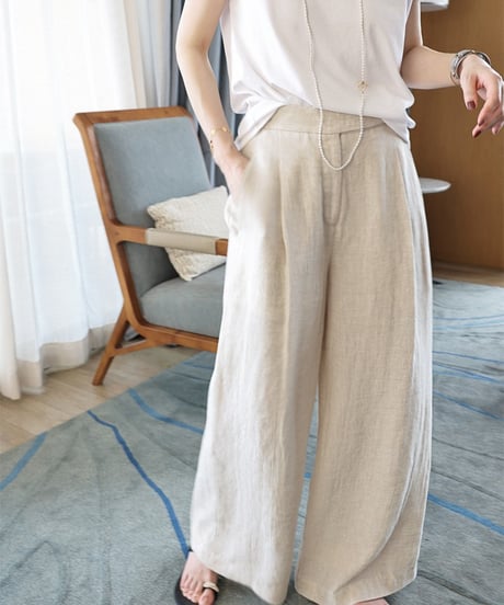 《即納》wide leg tuck pants /3color　hm1526