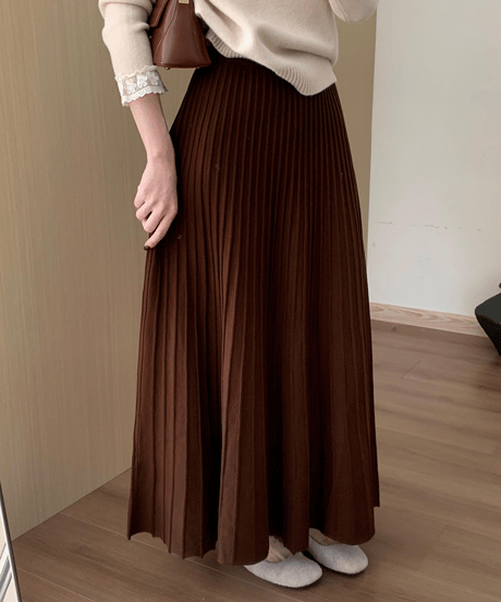 pleated knit skirt / 4color　hm2717
