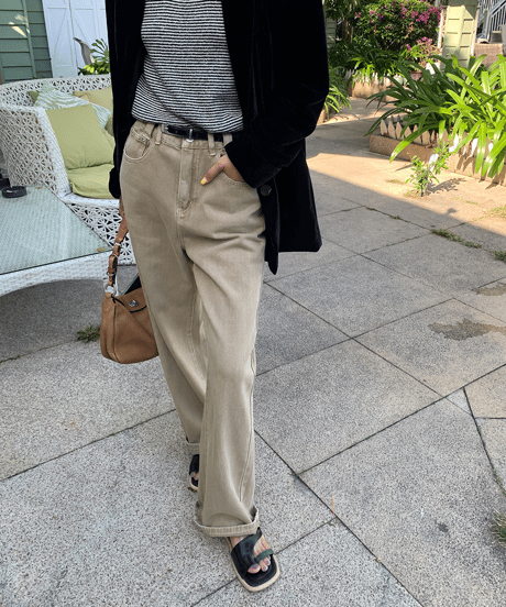 denim wide color pants / 2color　hm1335