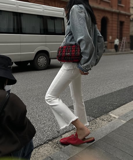 fringe denim pants / 2color　hm1694