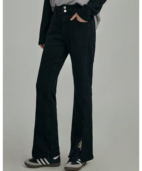 front slit denim flare pants　hm2035