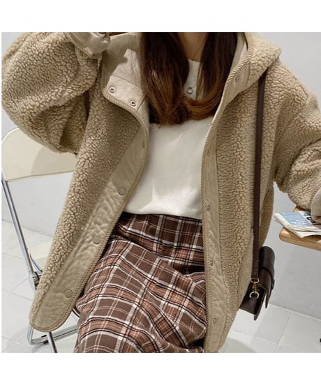 hoodie boa jacket / 2color　hm2673