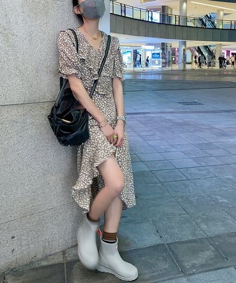 frilled floral dress / 2color　hm1315