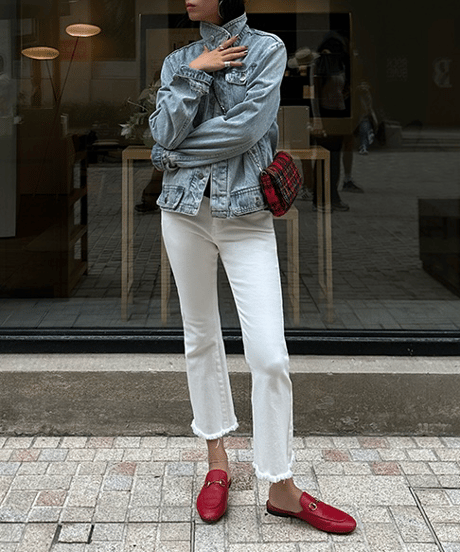 fringe denim pants / 2color　hm1694