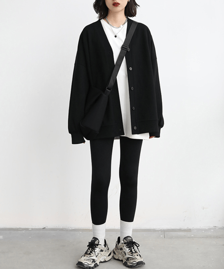 oversized v-neck cardigan / 2color　hm2604