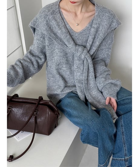 layered look knit top / 3color　hm2718