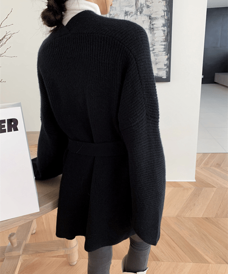 belted knit gown / 2color　hm2696