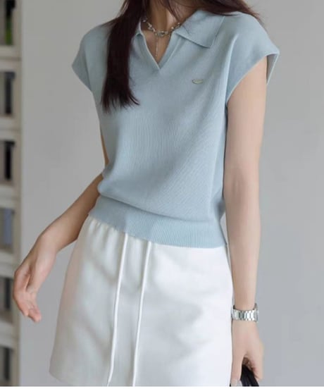 collar knit top / 3color　hm2886