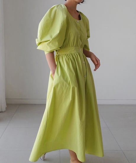 bubble sleeve shirt dress / 2color　hm1582