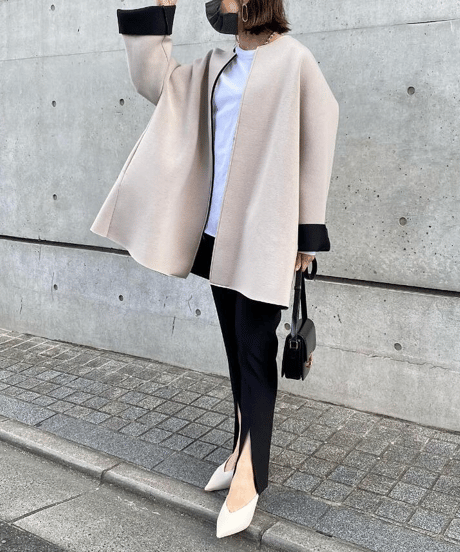 a-line bi-color coat　hm2595