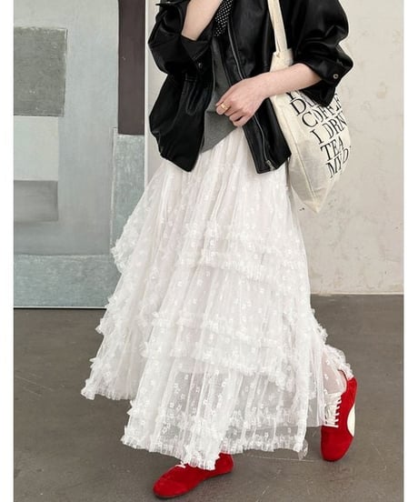 sheer tiered skirt / 2color　hm2272