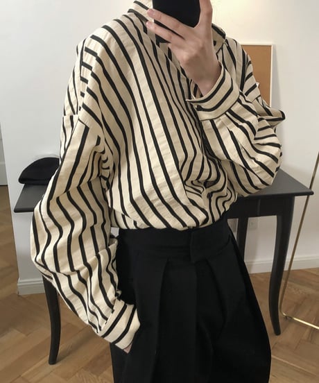 loose-fit striped shirt / 2color　hm1685