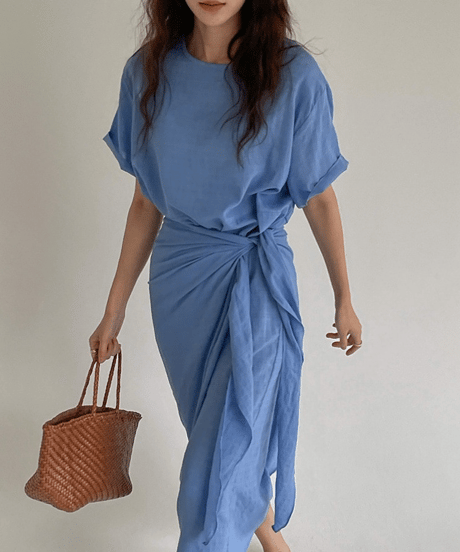 wrap linen dress　hm2868