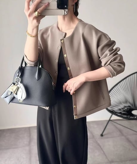 collarless short jacket / 3color　hm2602